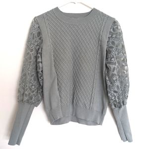 Embroidered sleeve sweater